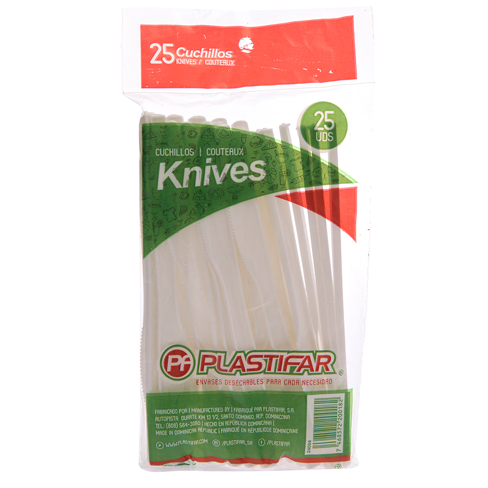 Cuchillos Desechables Color Blanco Plastifar25 UND