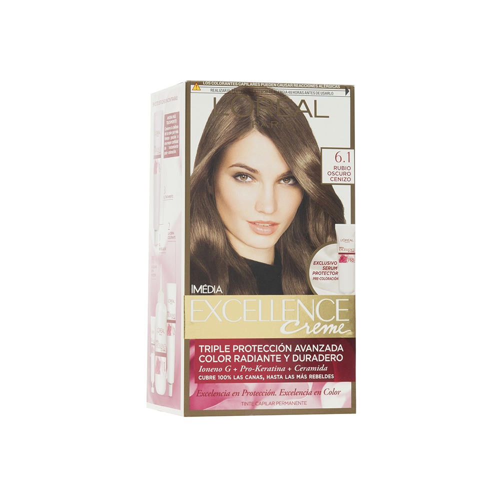 Tinte Rubio Oscuro Ceniza #6.1 Excellence Creme L'Oreal1 UND