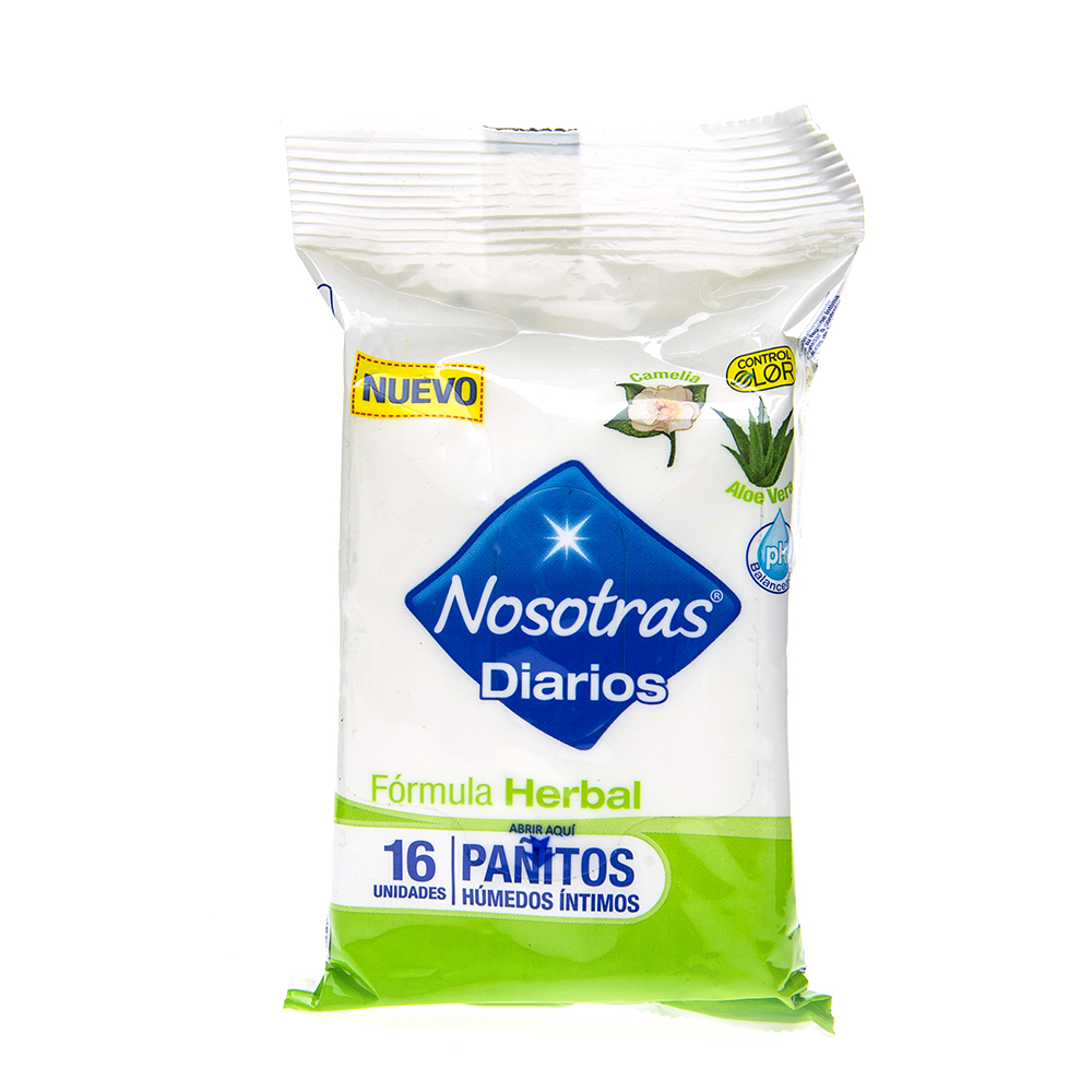 Pañitos Íntimos Fragancia Herbal Nosotras16 UND
