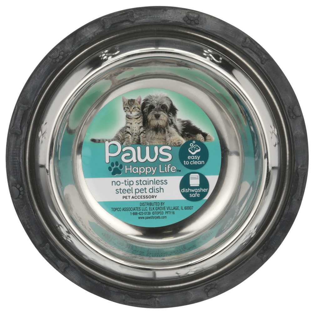 Plato De Metal No Tip Para Gato Paws Premium8 OZ