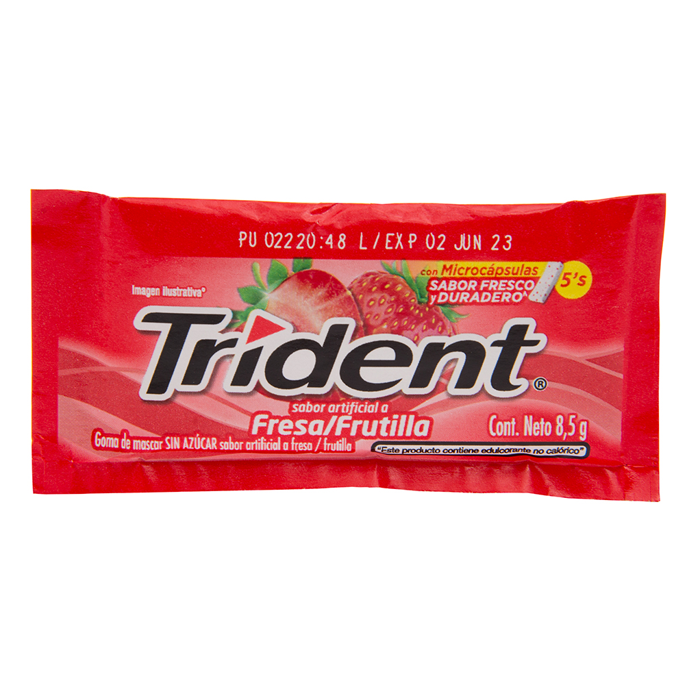 Goma De Mascar Fresa/frutilla Trident8.5 GR