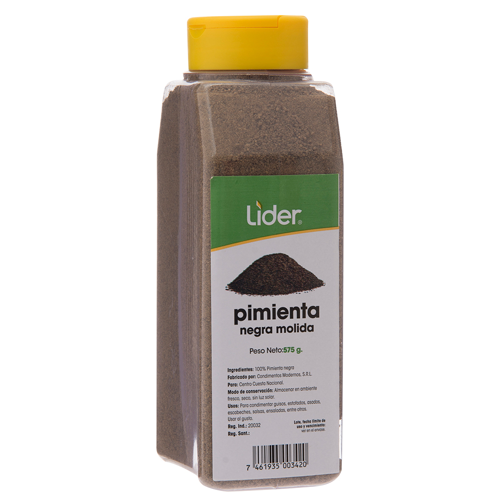 Pimienta Negra Molida Líder Frasco575 GR