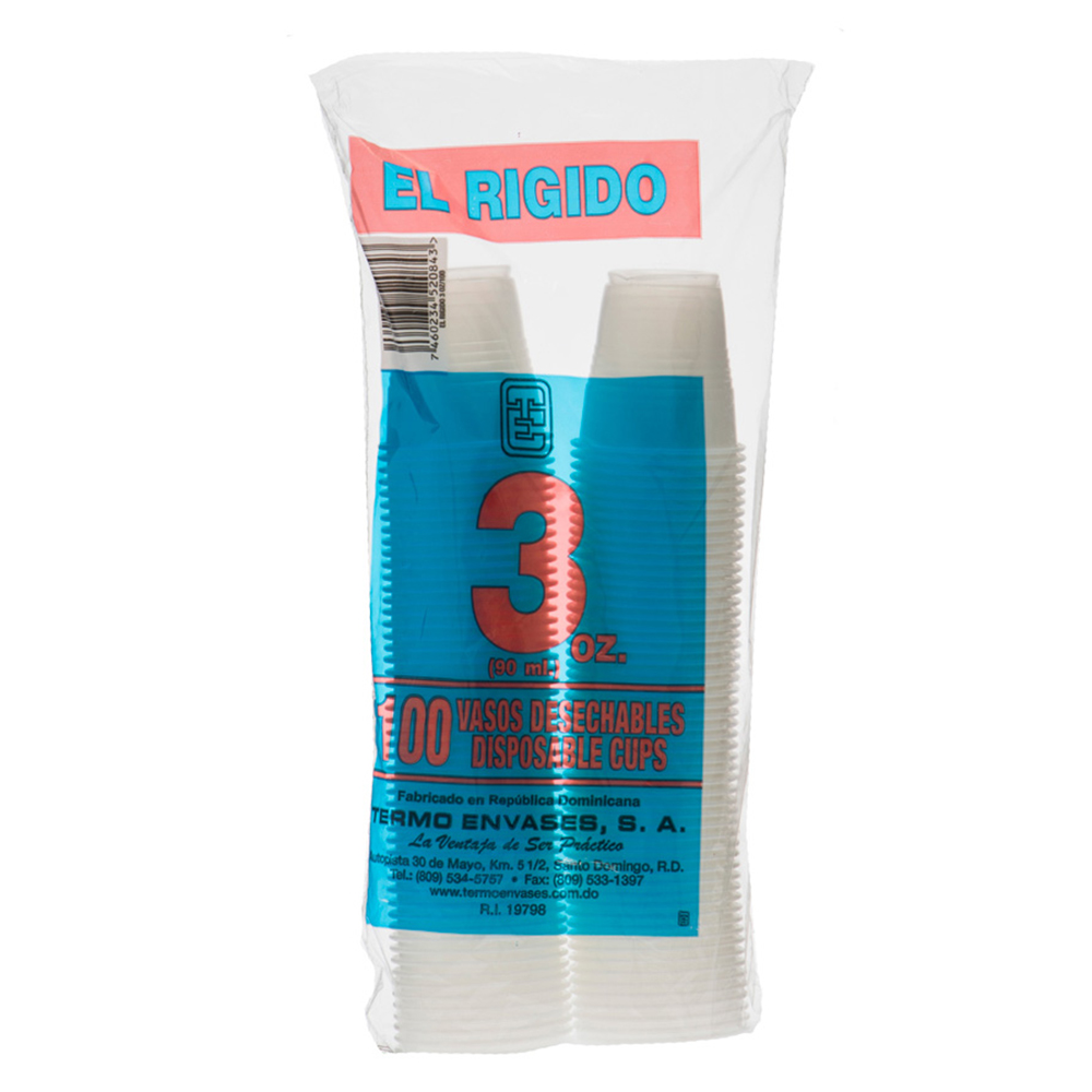 Vaso Rígido Termoenvases 3 Onz,100 UND