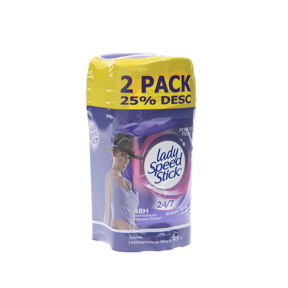 Desodorante Para Mujer Powder Fresh Lady Speed Stick 45 Gr,2 UND