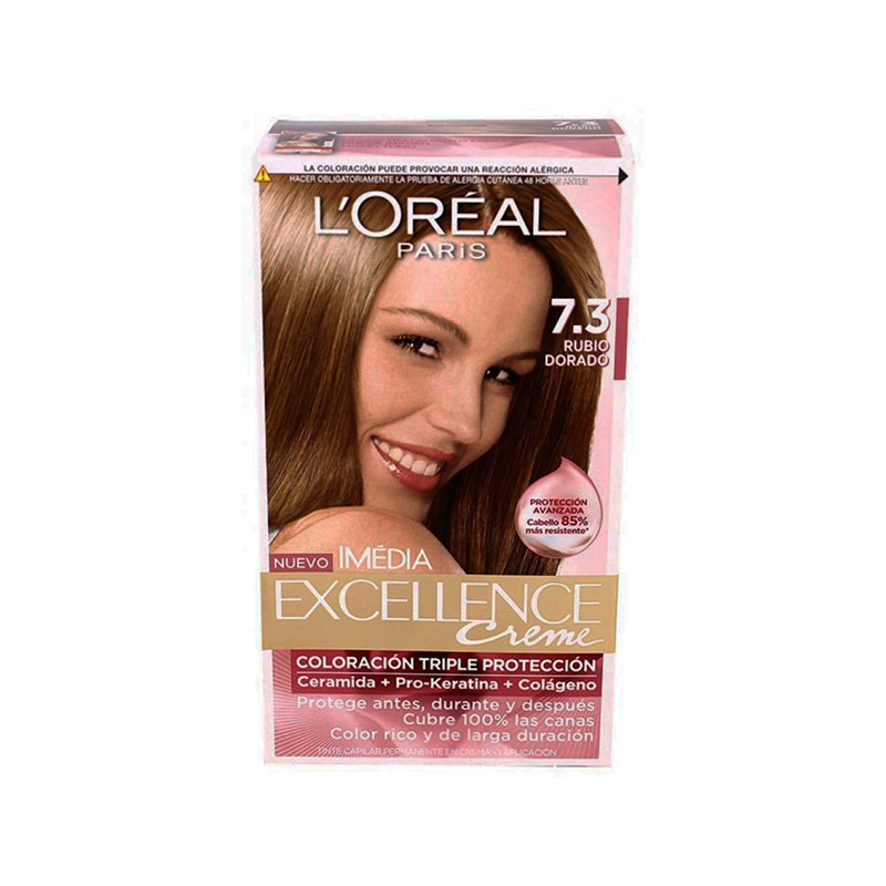 Tinte Rubio Dorado #7.3 Pro Keratina Excellence Creme L'Oreal1 UND