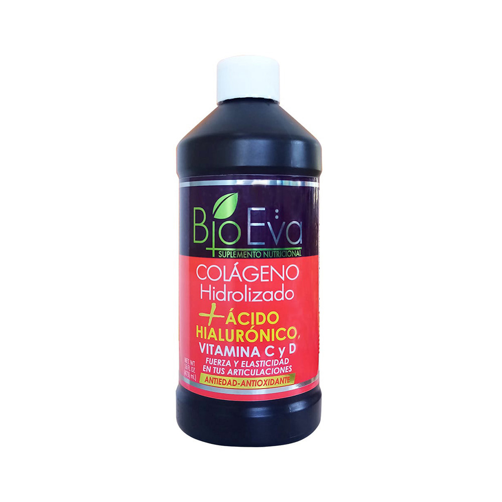 Colágeno Hidrolizado Con Vitaminas C, D Y Acido Hialurónico Bioeva16 OZ