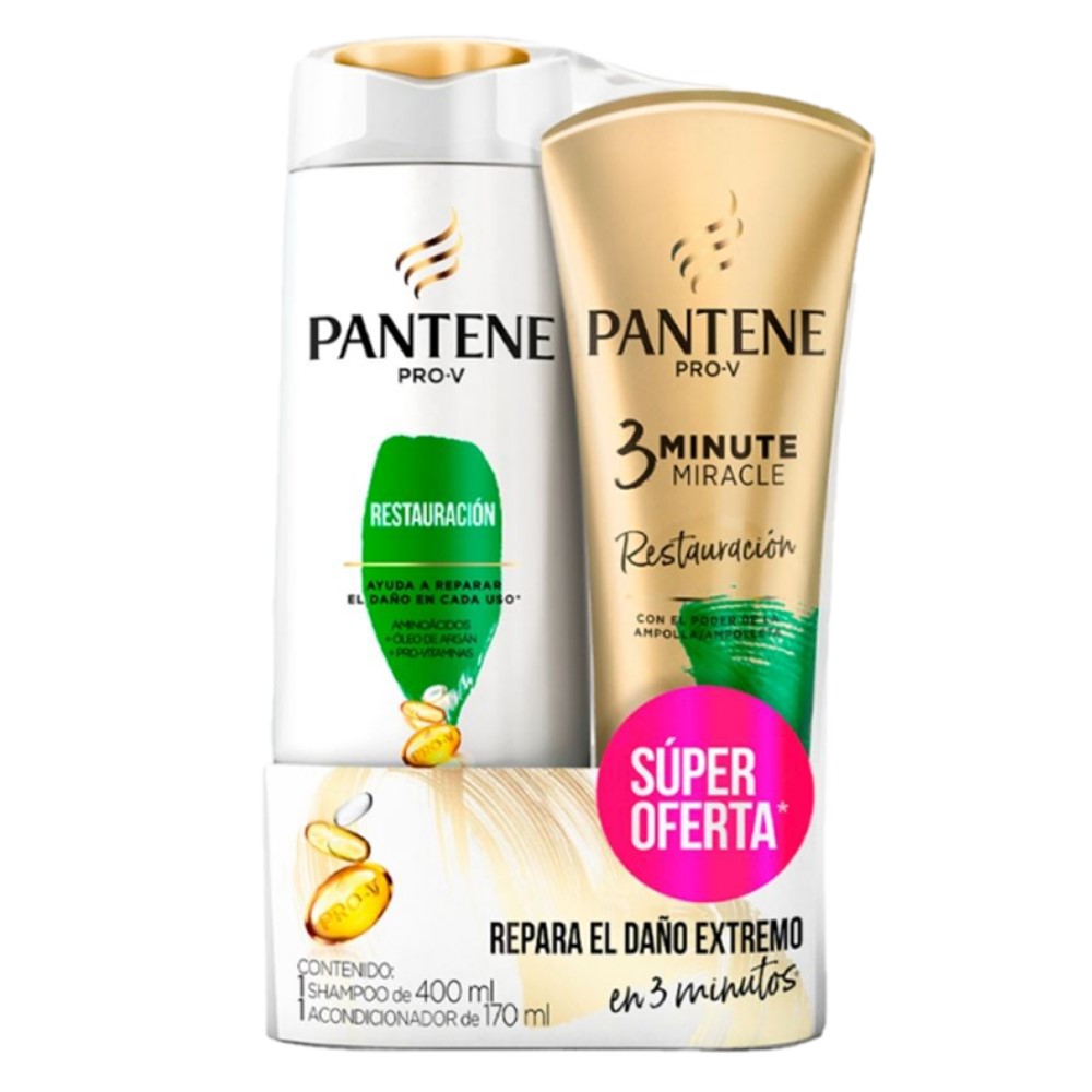Shampoo 400 Ml + Acondicionador 3mm 170 Ml Pantene Restauracion2 UND