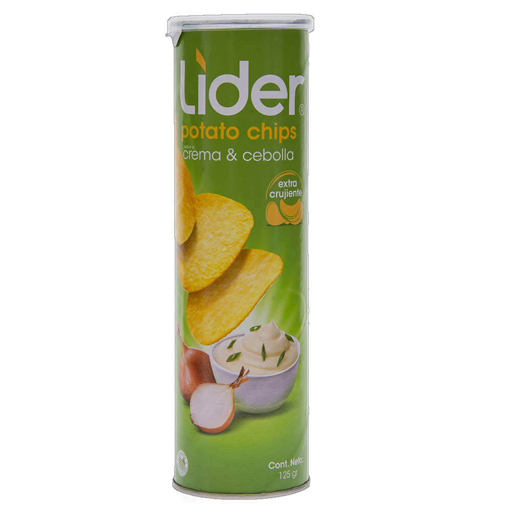 Papitas Fritas Sabor Crema Agria Y Cebolla Líder125 GR