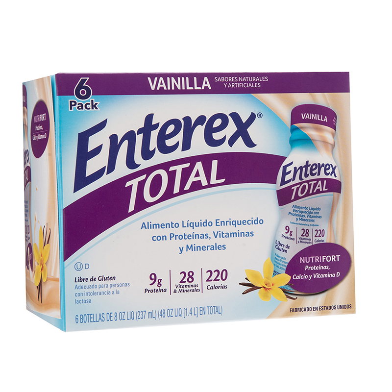 Suplemento Liquido Sabor Vainilla Enterex Total 6 Pack48 OZ
