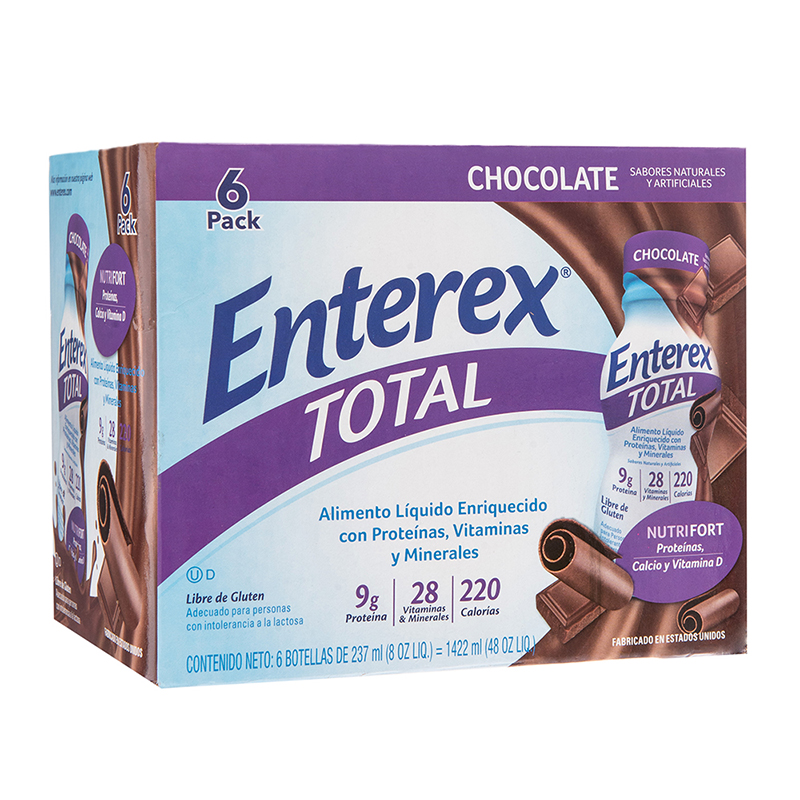 Suplemento Liquido Sabor Chocolate Enterex Total 6 Pack48 OZ