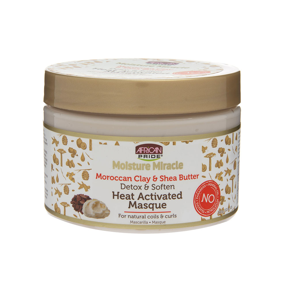 Tratamiento Moroccan Clay & Shea Butter Heat Activated Masque African Pride Moisture Miracle12 OZ