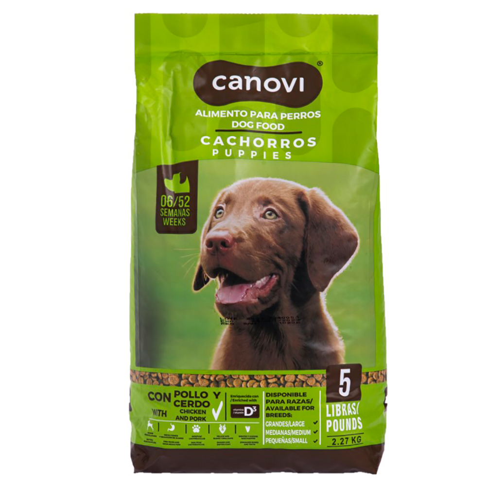 Alimento Seco Para Perros Cachorro Con Pollo Y Cerdo Canovi5 LB