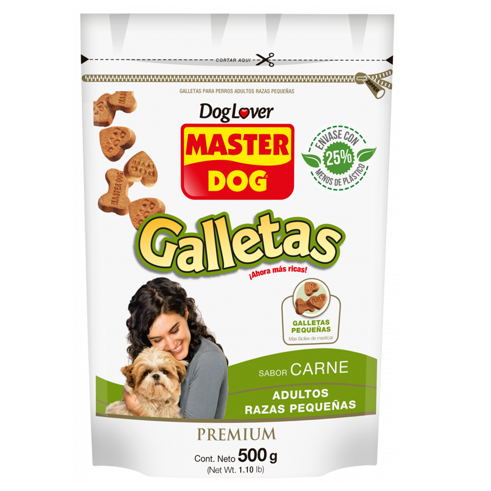 Galletas Para Perros Adultos Razas Pequeñas Sabor Carne Master Dog500 GR