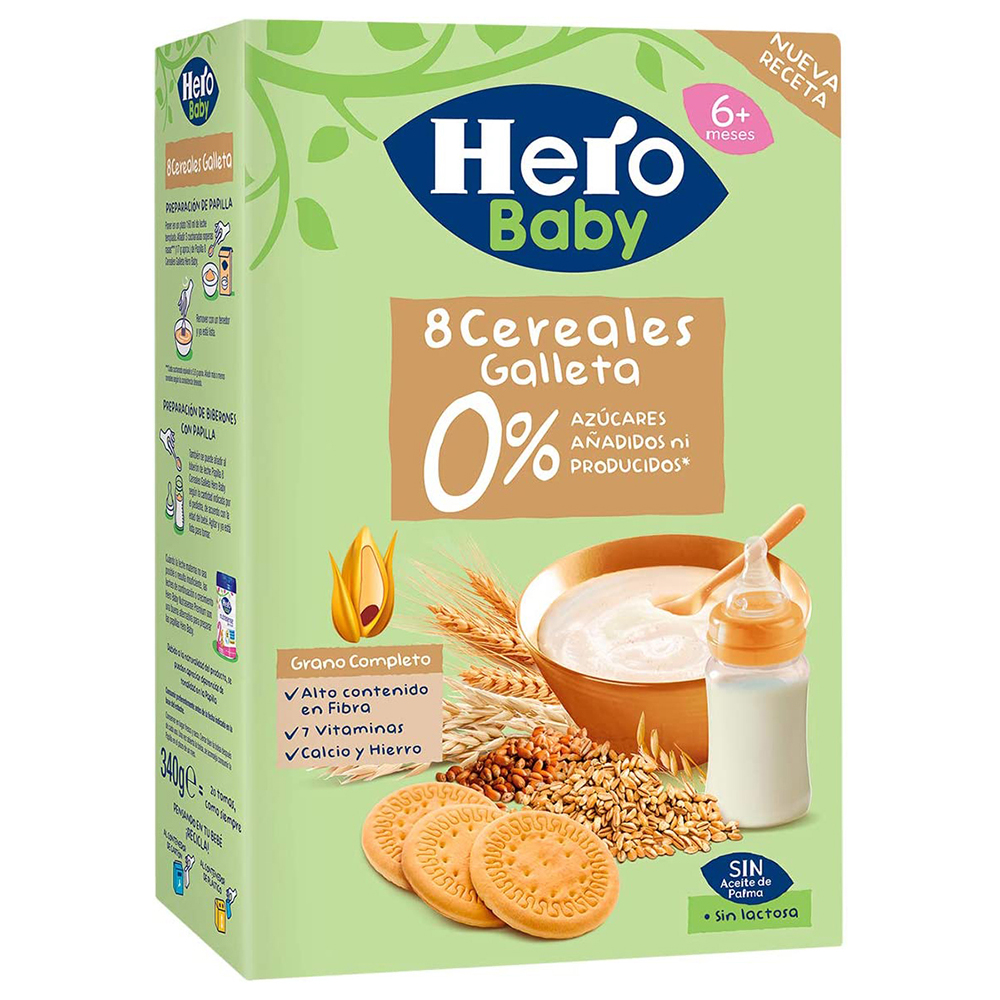 Papilla 8 Cereales Con Galleta Hero Baby340 GR