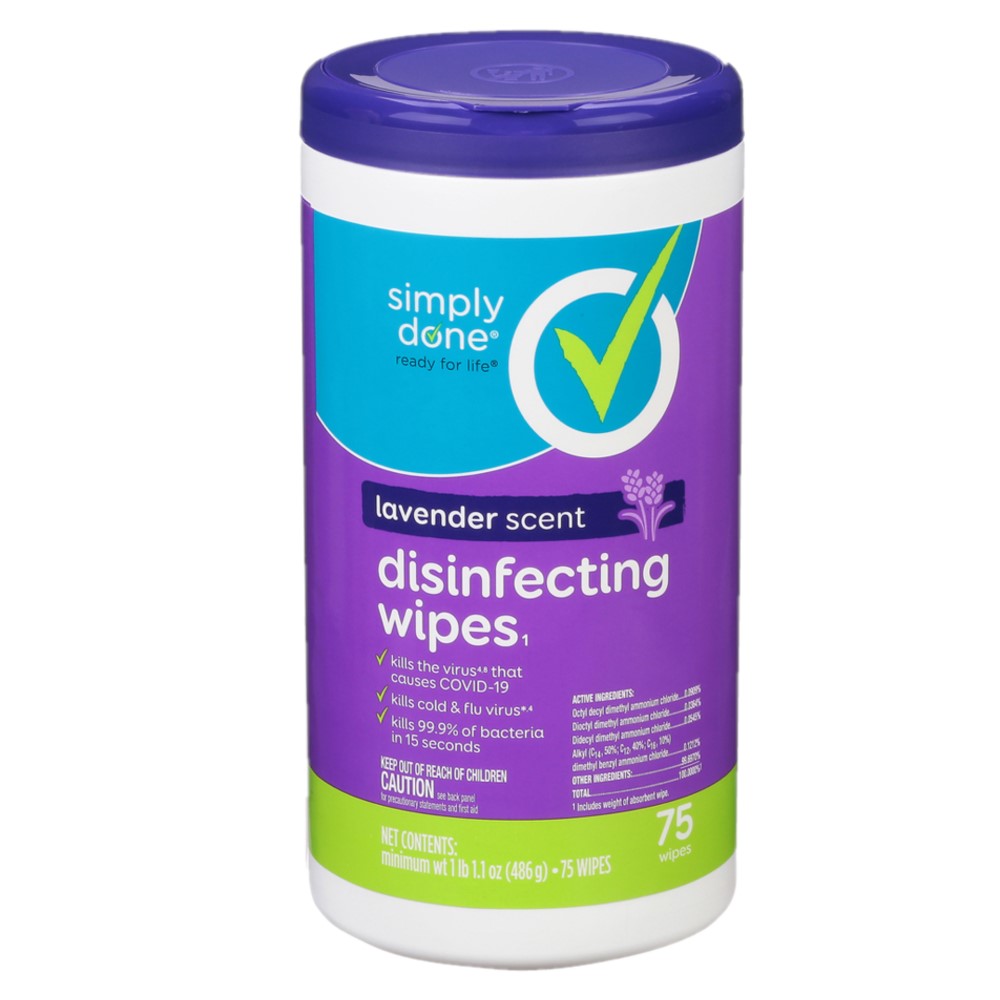Wipes Desinfectantes Fragancia Lavanda Simply Done75 UND