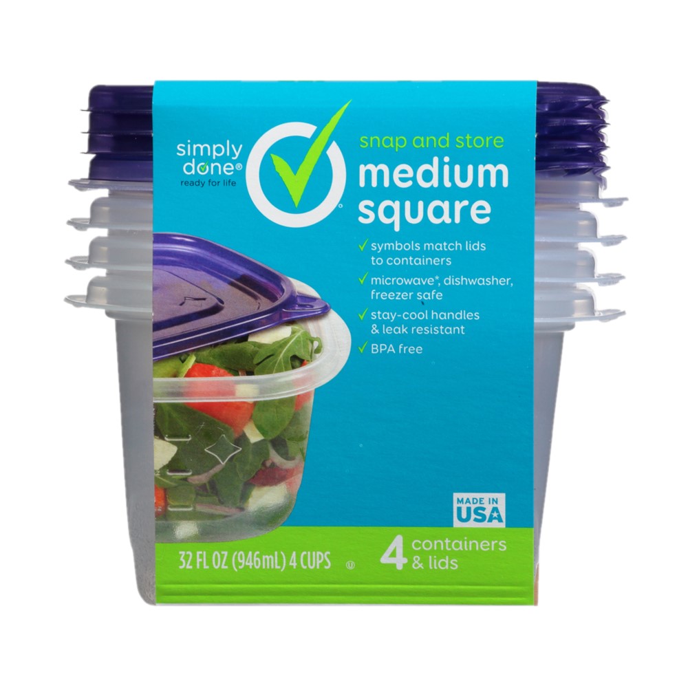 Contenedor Cuadrado Mediano 34 Onz Simply Done4 UND