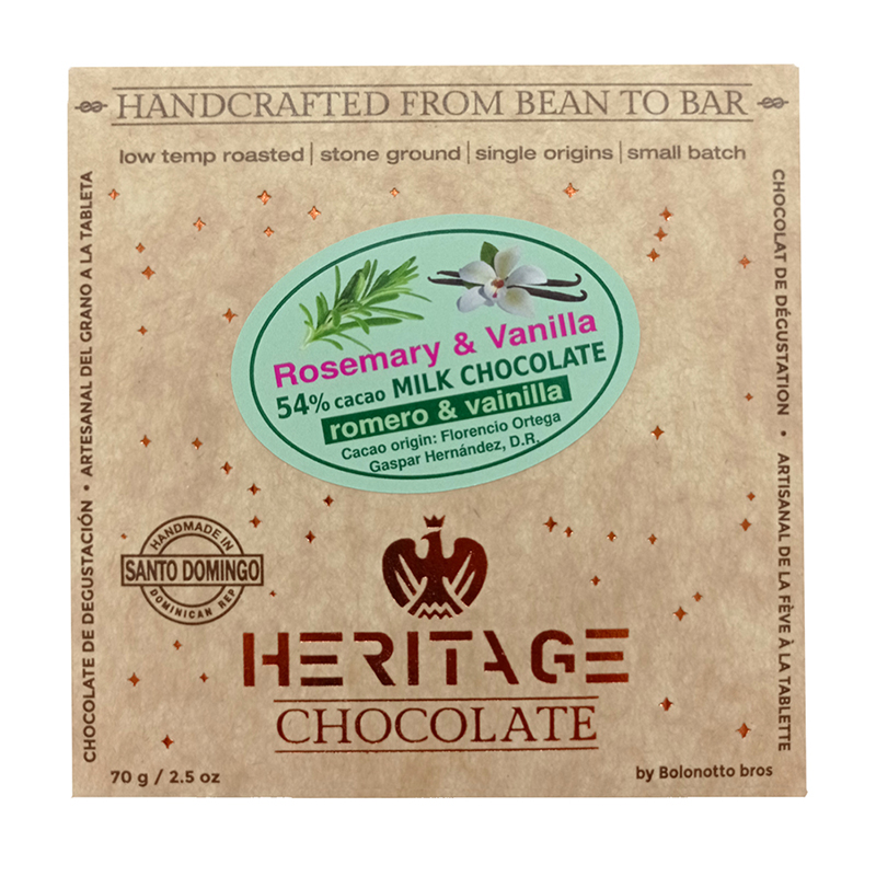 Chocolote Con Leche Romero Y Vainilla Heritage70 GR