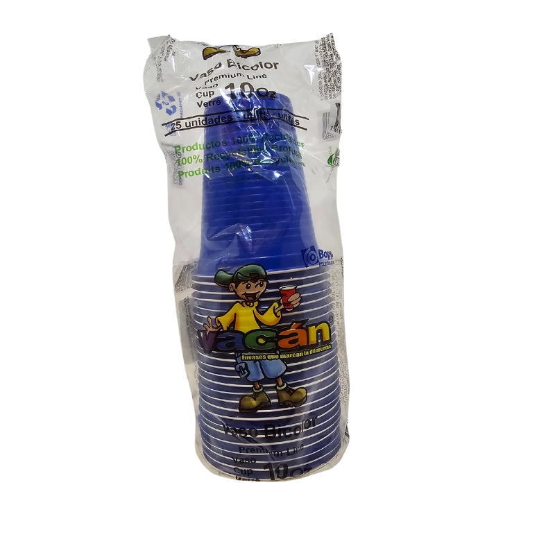 Vasos Desechables Rigidos Azul Vacan 10 Oz25 UND