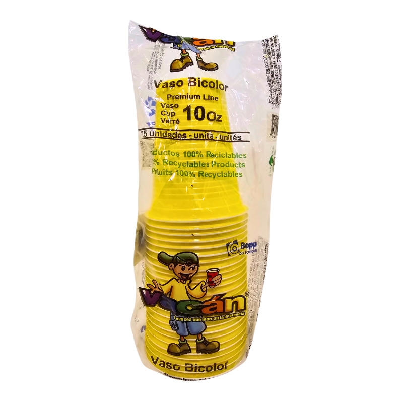 Vasos Desechables Rigidos Amarillo Vacan 10 Oz25 UND