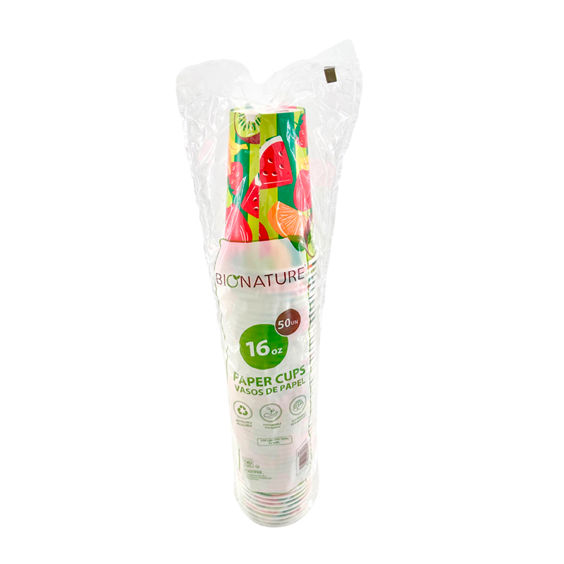 Vasos De Papel Frutal Bionature 16 Onz50 UND