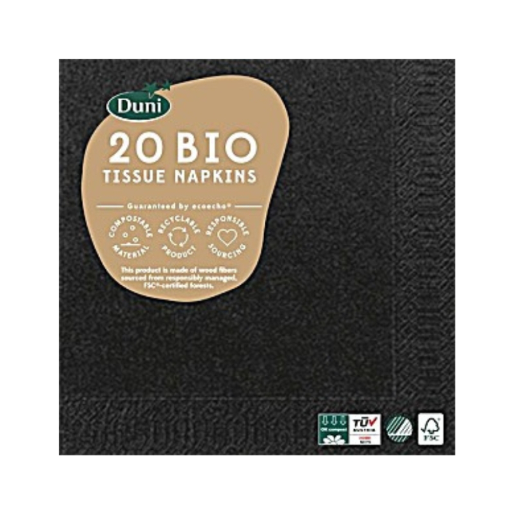 Servilleta Hojas Negras Bio 33x33 Duni20 UND