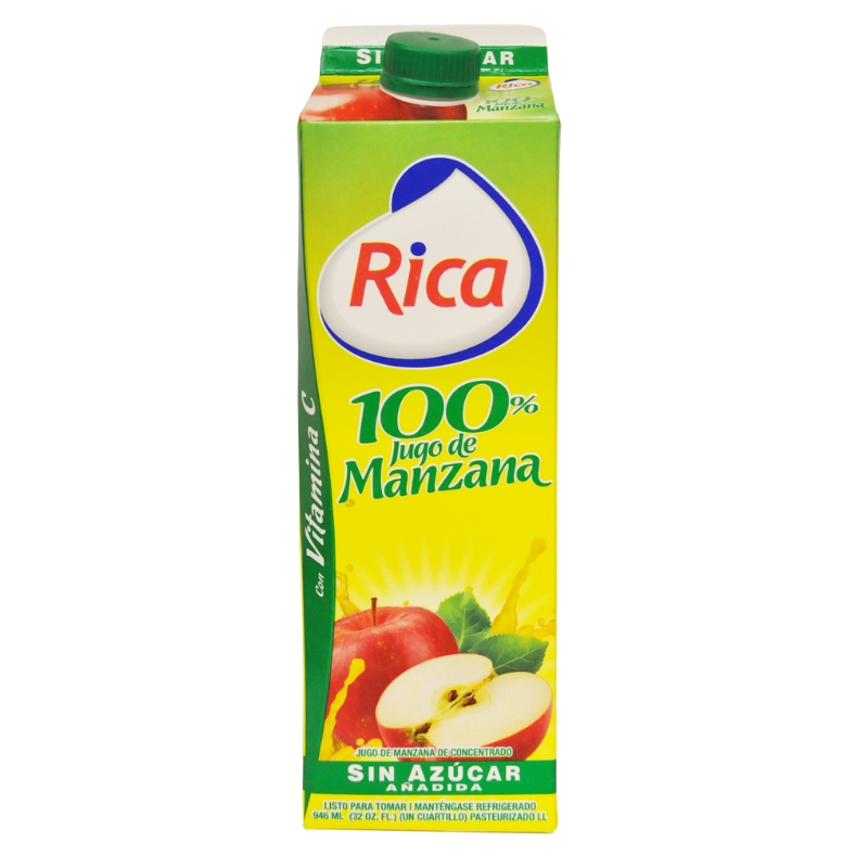 Jugo De Manzana 100% Sin Azúcar Rica32 OZ