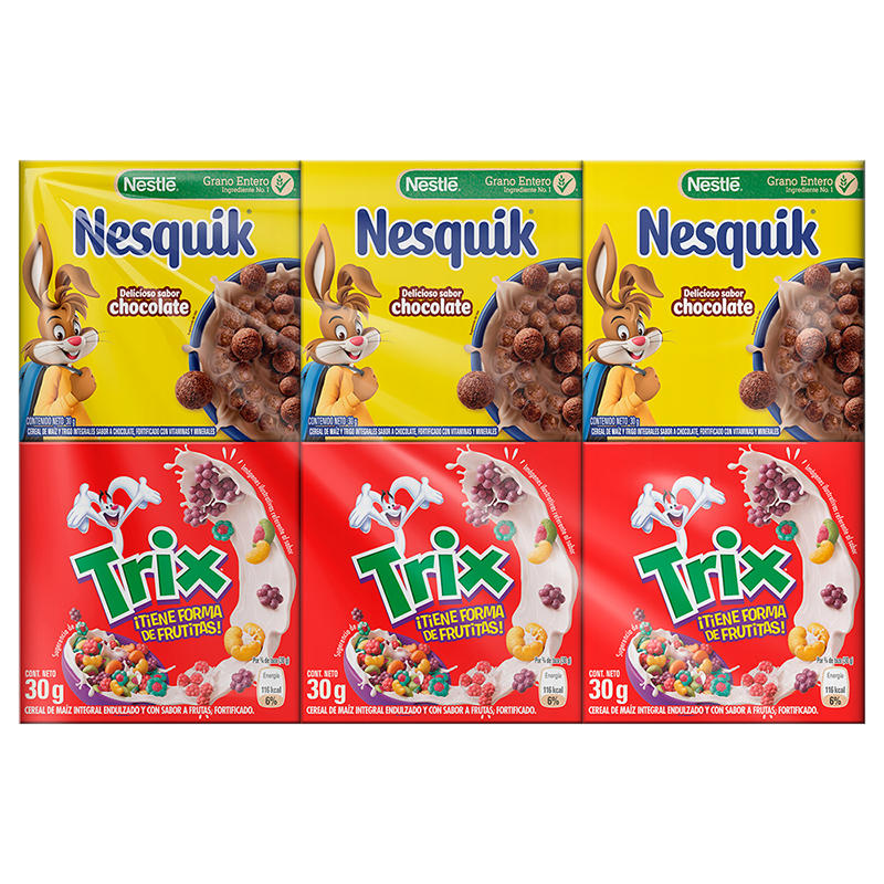 Cereal Nesquik + Cereal Trix Tetris Nestle 6 Und/paq1080 GR