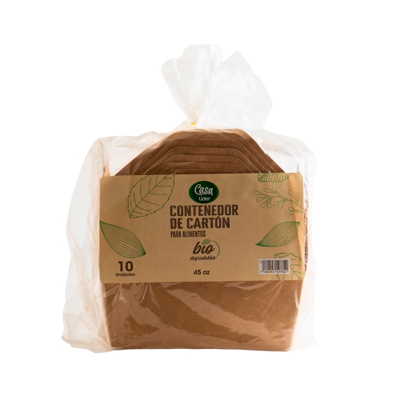 Contenedor De Cartón Para Alimentos Lider 45 Oz10 UND