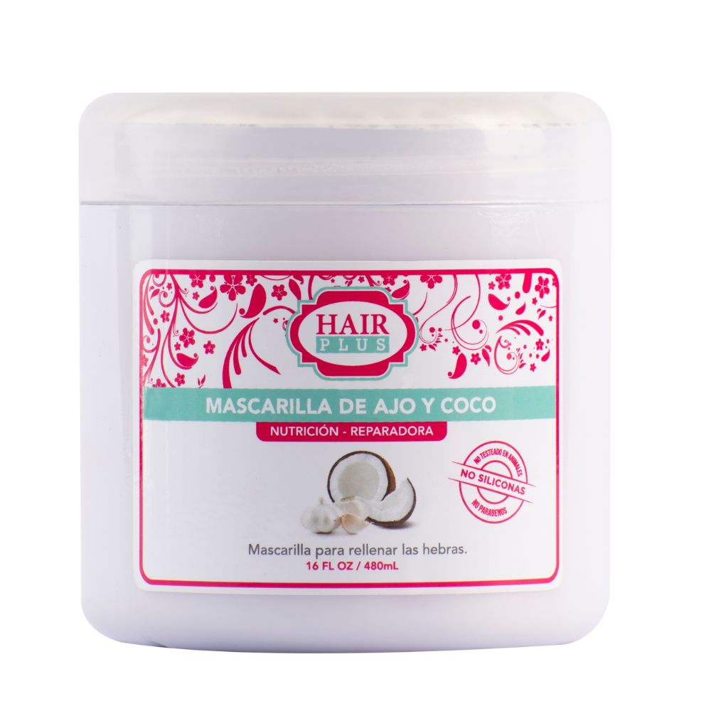 Mascarilla Fortalecedora De Ajo Y Coco 480ml Hair Plus480 ML