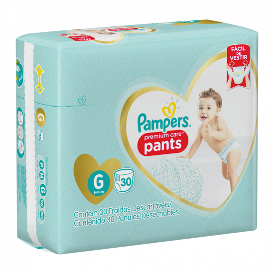 Pañales Premium Care Pants G (9-13 kg) Pampers 30 Und/Paq