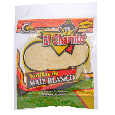 Tortilla De Maíz Blanco Para Taco 5" El Charrito 10 Und/Paq