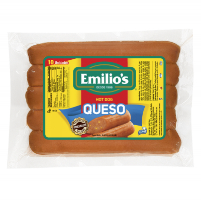 Salchicha Para Hot Dog Con Queso Emilio's 10 Und/Paq