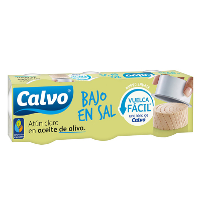 Atún Claro Aceite De Oliva Bajo En Sal Calvo 80Gr 3 Und/Paq
