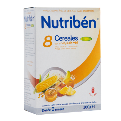 Papilla 8 Cereales Y Miel Con 4 Frutas Nutriben 300 Gr