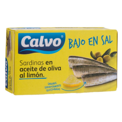 Sardinas En Aceite De Oliva Con Limon Bajo En Sal Calvo 115 Gr