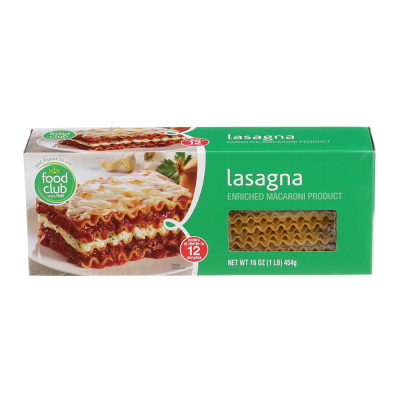 Pasta Lasagna Food Club Fc 16 onz