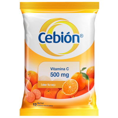 Vitamina C Masticable Sabor Naranja Cebion 12 Und/Paq