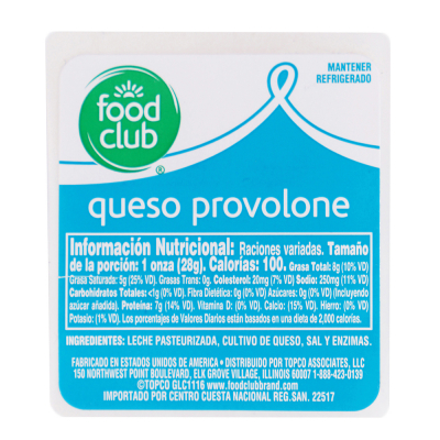 Queso Provolone Food Club Lb