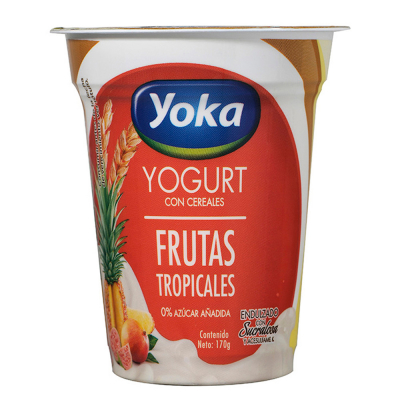 Yogurt Con Cereales Sabor Frutas Tropicales Yoka 6 Onz