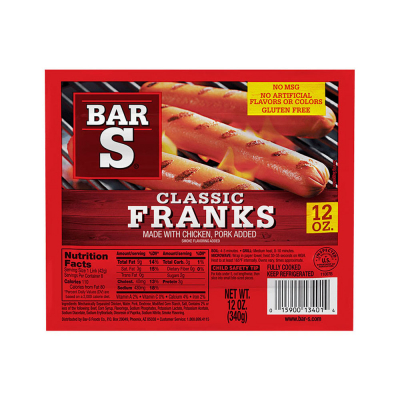 Chick/Porc Bun Length Franks Bar-S 1 Lb