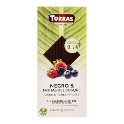 Chocolate Negro Con Frutas Del Bosque Y Stevia Torras 125 Gr