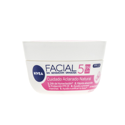 Crema Facial Cuidado Aclarado Natural 5 En 1 FPS15 Nivea 50 Ml