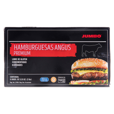 Hamburguesa Angus Premium 6 Und/Paq