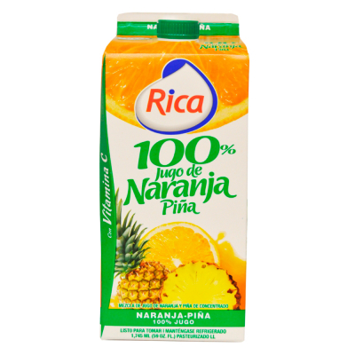 Jugo de Naranja y Piña 100%  Sin Azúcar Rica 59 Onz