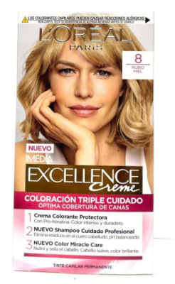 Tinte Color Rubio #8 Excellence Creme L´Oreal