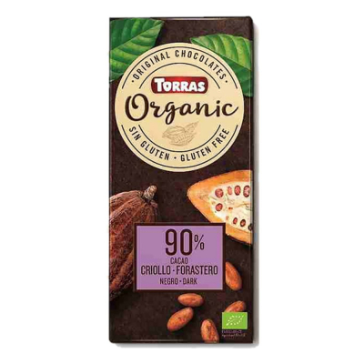 Chocolate Negro 90% Cacao Sin Gluten Torras 100 Gr