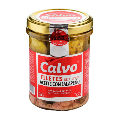 Filete De Atun En Aceite De Oliva Con Jalapeño Calvo 180 Gr