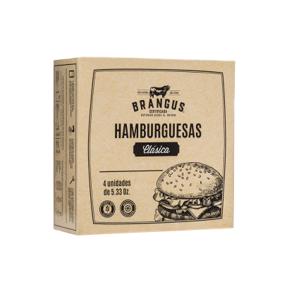 Hamburguesa Clásica Congelada Brangus 4 Und/Paq