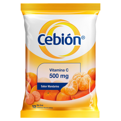 Vitamina C Masticable Sabor Mandarina Cebion 12 Und/Paq