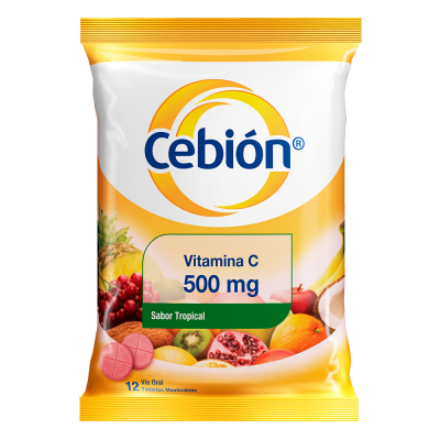 Vitamina C Masticable Sabor Frutas Tropicales Cebion 12 Und/Paq